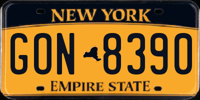 NY license plate GON8390