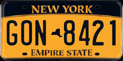 NY license plate GON8421