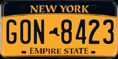NY license plate GON8423