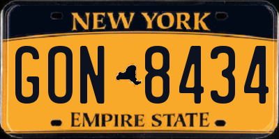 NY license plate GON8434