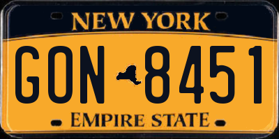 NY license plate GON8451