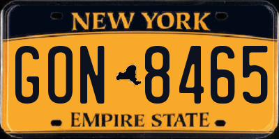 NY license plate GON8465