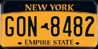 NY license plate GON8482