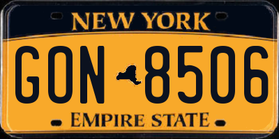 NY license plate GON8506