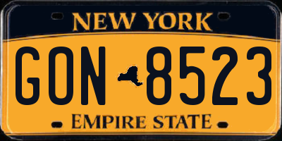 NY license plate GON8523