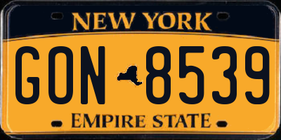 NY license plate GON8539