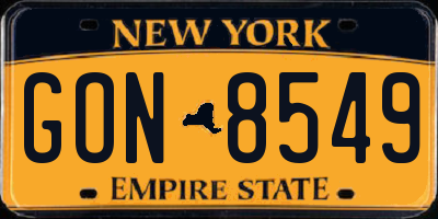 NY license plate GON8549