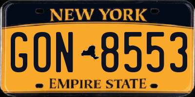 NY license plate GON8553