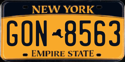 NY license plate GON8563