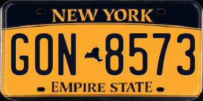 NY license plate GON8573