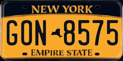NY license plate GON8575