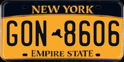 NY license plate GON8606