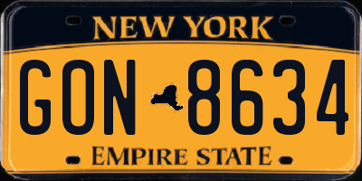 NY license plate GON8634