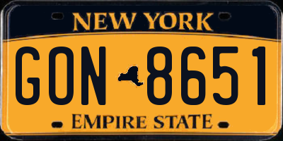 NY license plate GON8651