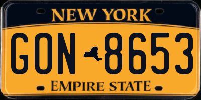 NY license plate GON8653