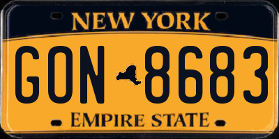 NY license plate GON8683