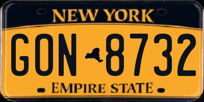 NY license plate GON8732