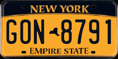 NY license plate GON8791
