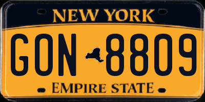 NY license plate GON8809