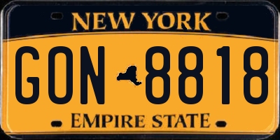 NY license plate GON8818