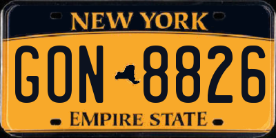 NY license plate GON8826
