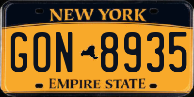 NY license plate GON8935