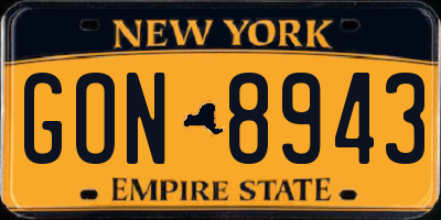 NY license plate GON8943