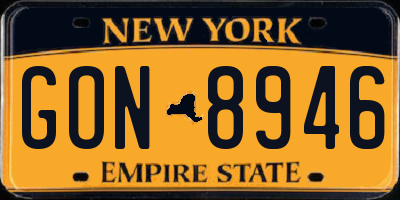 NY license plate GON8946