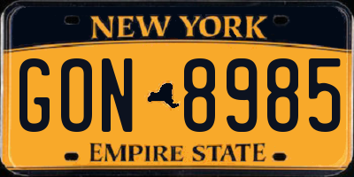 NY license plate GON8985