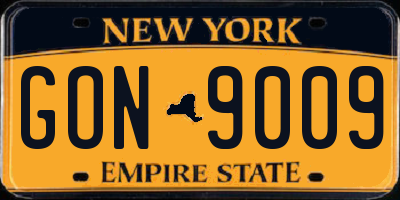 NY license plate GON9009