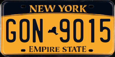 NY license plate GON9015