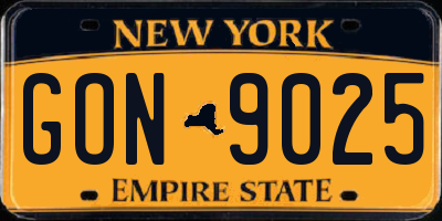 NY license plate GON9025