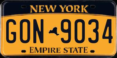 NY license plate GON9034