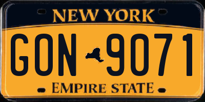 NY license plate GON9071
