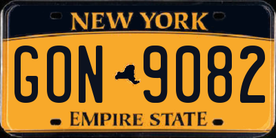 NY license plate GON9082