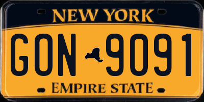 NY license plate GON9091