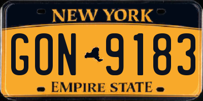 NY license plate GON9183