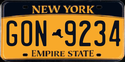 NY license plate GON9234