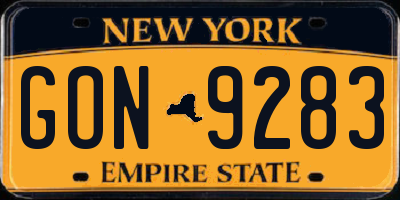 NY license plate GON9283