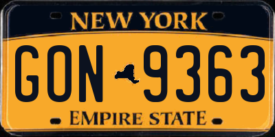 NY license plate GON9363