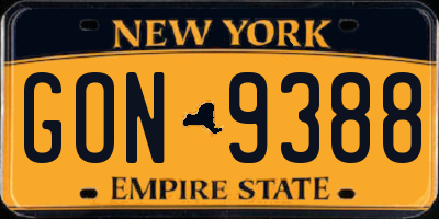 NY license plate GON9388