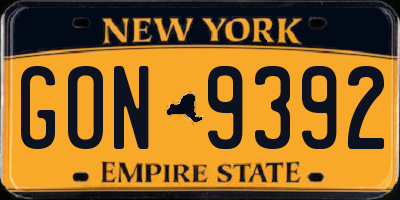 NY license plate GON9392