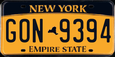 NY license plate GON9394