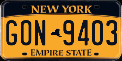 NY license plate GON9403