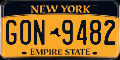 NY license plate GON9482