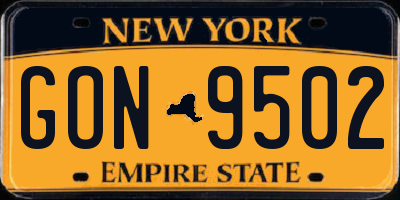 NY license plate GON9502