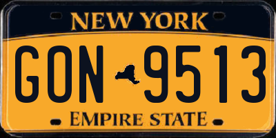 NY license plate GON9513