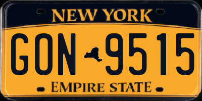 NY license plate GON9515