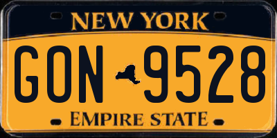 NY license plate GON9528