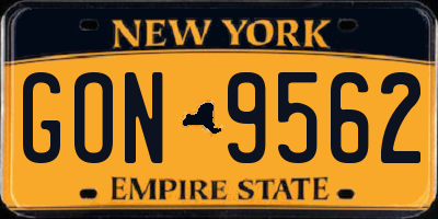 NY license plate GON9562